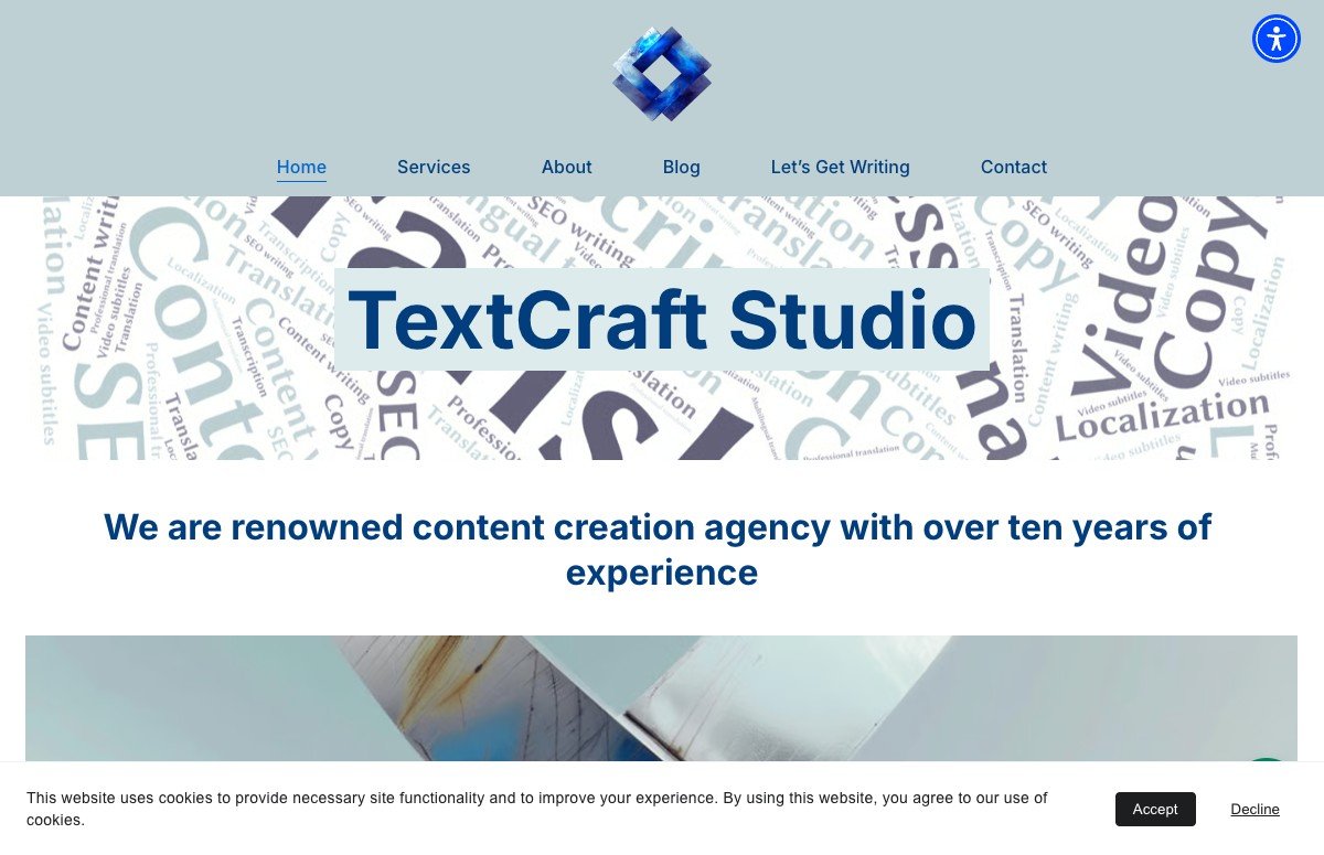 Text Craft Studio website hero